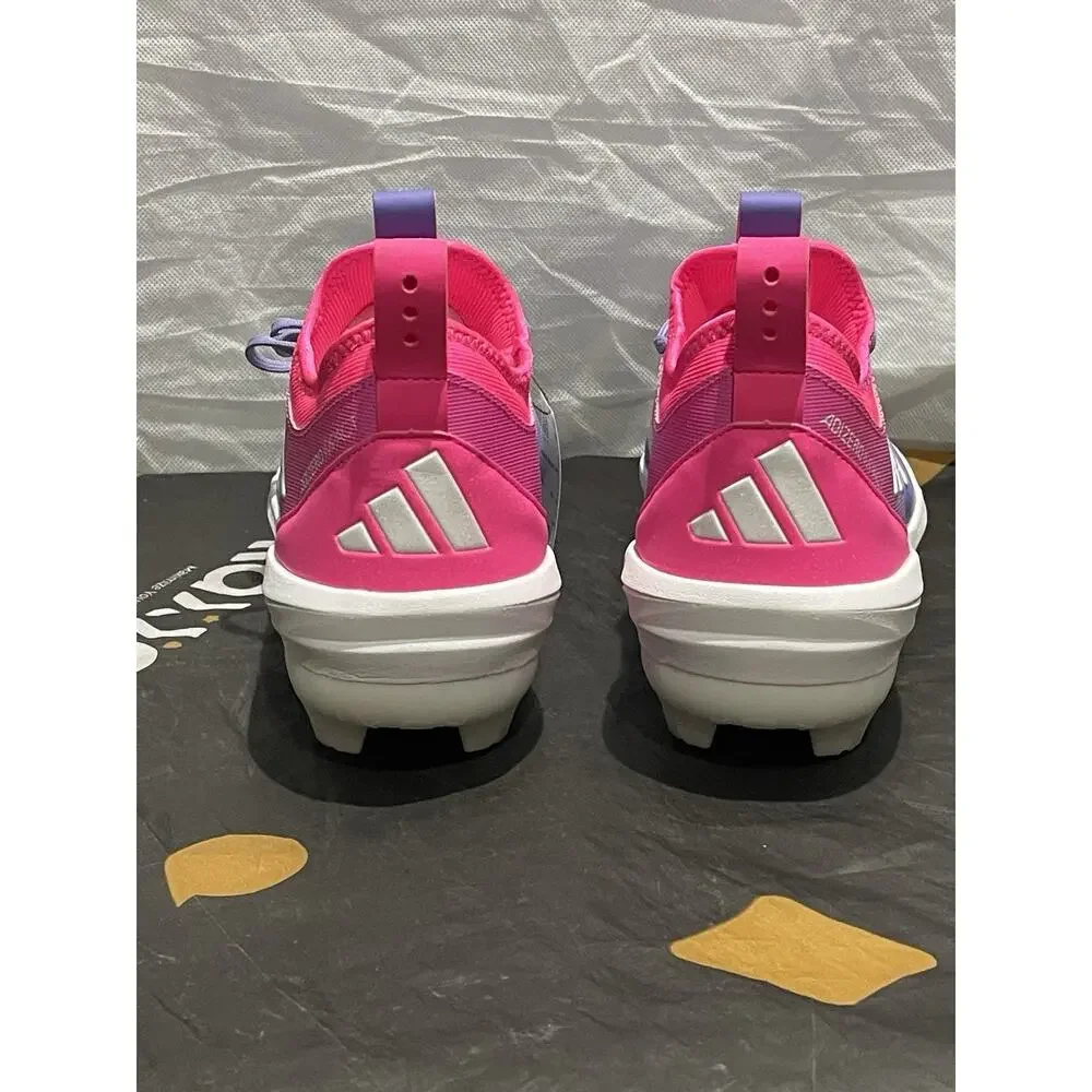 New Men’s 10.5 Adidas Adizero TPU Candy Pink White Purple Baseball Cleats JR7828